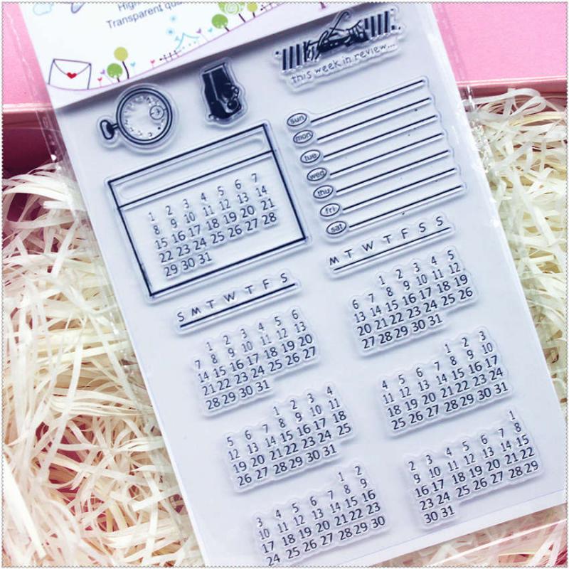 PANFELOU 11.3*15.56cm Calendar series Transparent Silicone Rubber Clear Stamps cartoon for