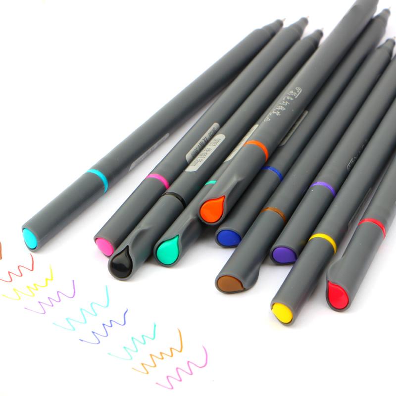 10 Pcs set Fine Line Drawing Pen For Manga Cartoon Advertising Design Water Color Pens Stationery