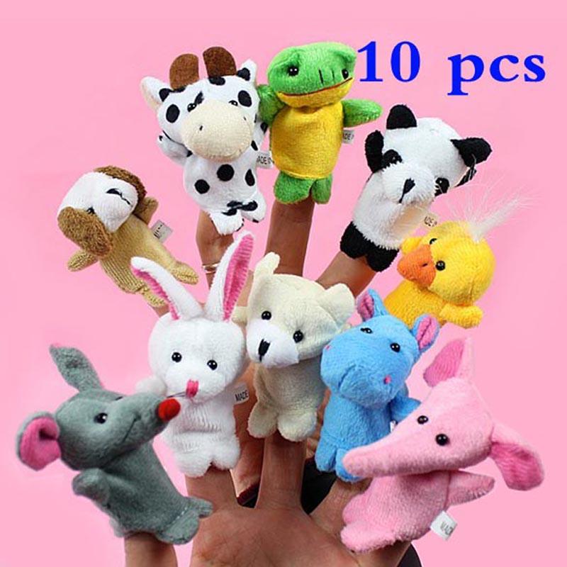 10 Stks partij Cartoon Dier Vingerpoppetjes Knuffel Mooie Kids Slaap Verhaal Finger Game Marionet