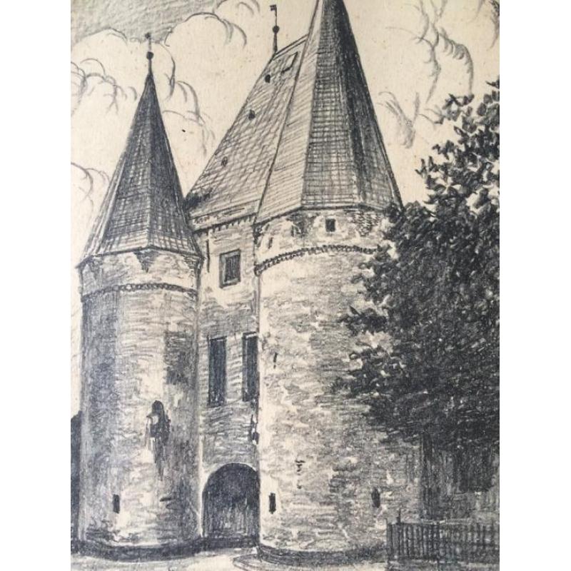 Originele potloodtekening Kampen H. Estgerbuh (1879-1959)