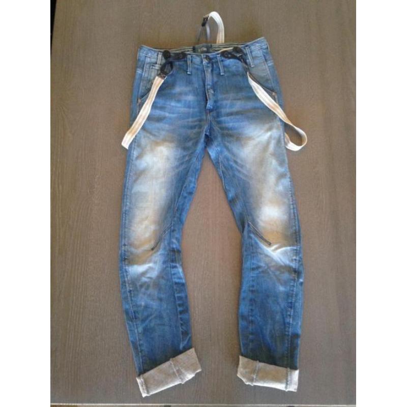 G-Star boyfriend broek met bretels mt. 25 z.g.a.n.