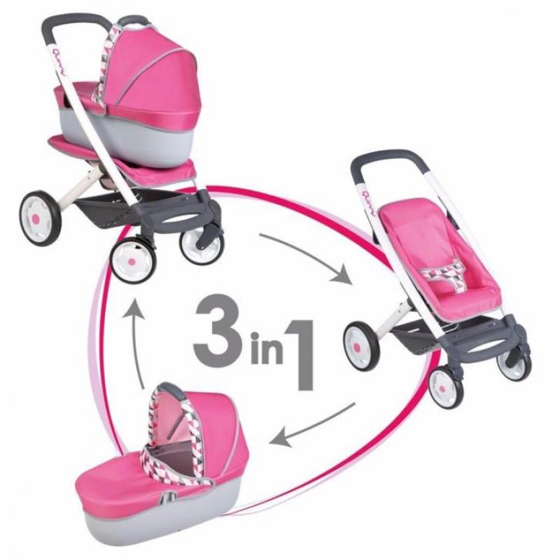 Smoby Quinny 3 in 1poppenwagen multiset nu €37.95 TIP