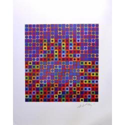 Victor Vasarely-Zebegen-Offset Print-Hand Gesigneerd