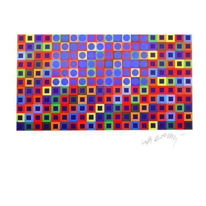 Victor Vasarely-Zebegen-Offset Print-Hand Gesigneerd