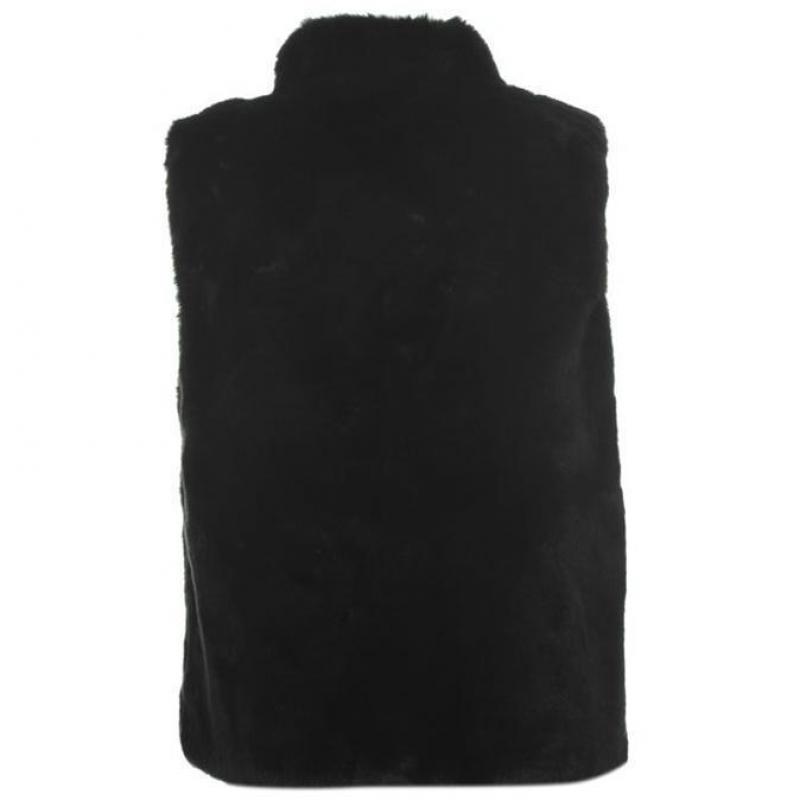 Golddigga Faux Bont Gilet Dames Zwart 34 36 38 40 42 44