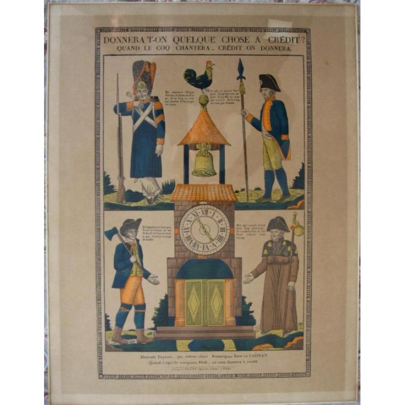 Antieke Franse houtgravure uit 1826 poster affiche in lijst