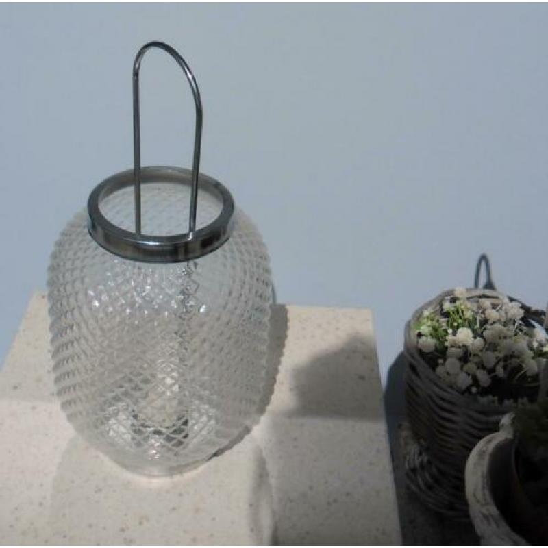 Chinese lampion /windlicht, bewerkt glas, voor tuin /terras