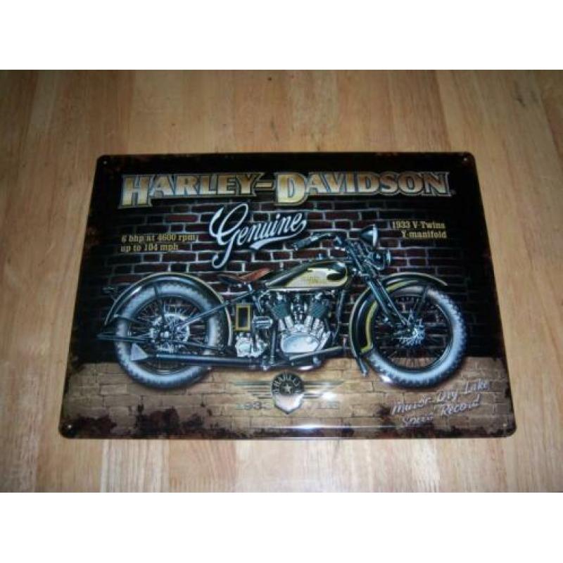 Harley Davidson V twin motor reclamebord van metaal relief