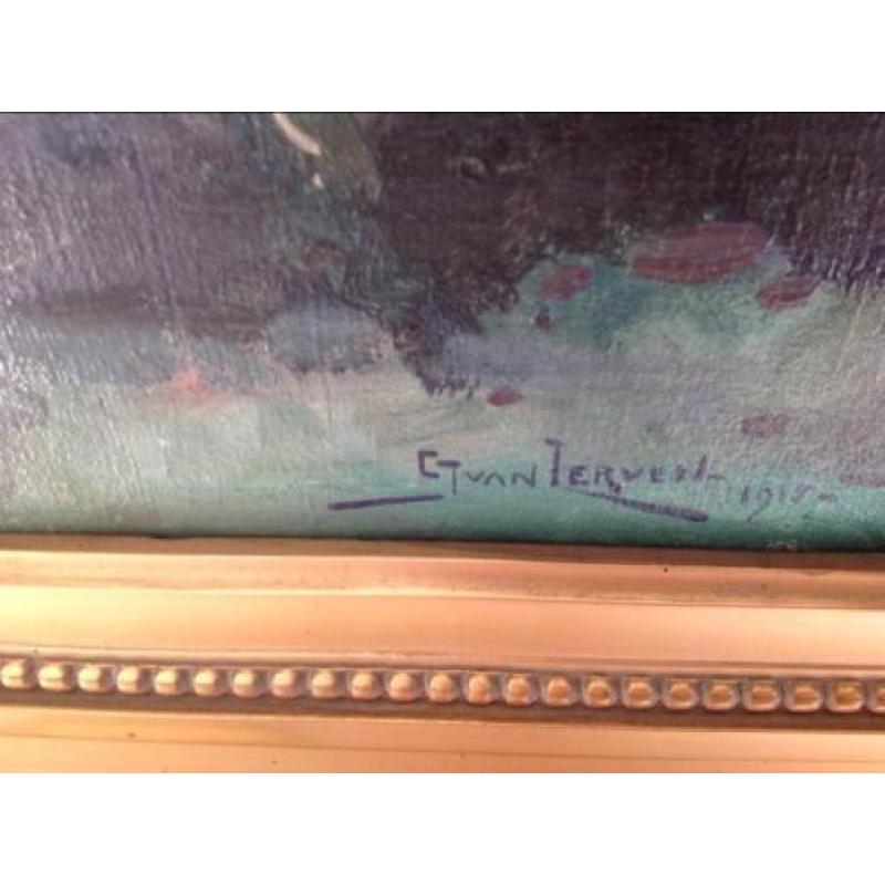 G. van Lerven schilderij op doek Bloemstilleven 1915 antiek