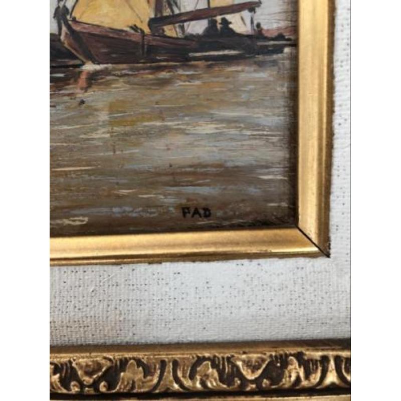 Schilderij Zeezicht met schepen / zeilschip curiosa