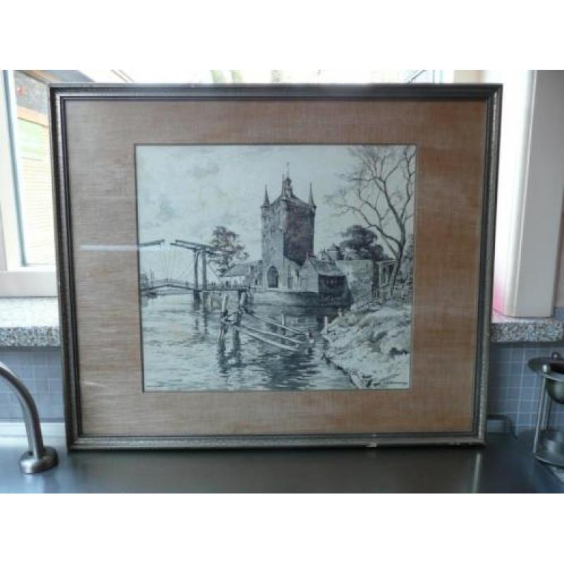 tekening Zuidhavenpoort Zierikzee door H.E. Roodenburg