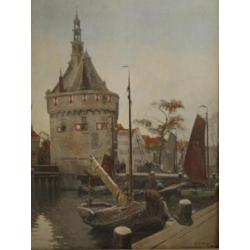 W.A. Knip - aquarel - Hoofdtoren van Hoorn