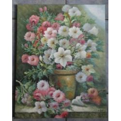 STILLEVEN * OLIEVERF OP LINNEN * PLANT in Pastel *