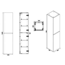 Vision kolomkast 2 deuren 160x35x35 houtnerf grijs