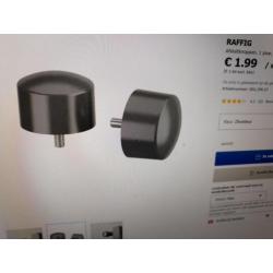 3x Afsluitknoppen IKEA zilverkleurig nieuw