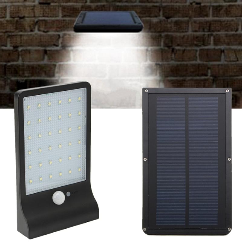 Solar Powered Waterproof 36 LED PIR Motion Sensor Wall Light Outdoor Garden Lamp