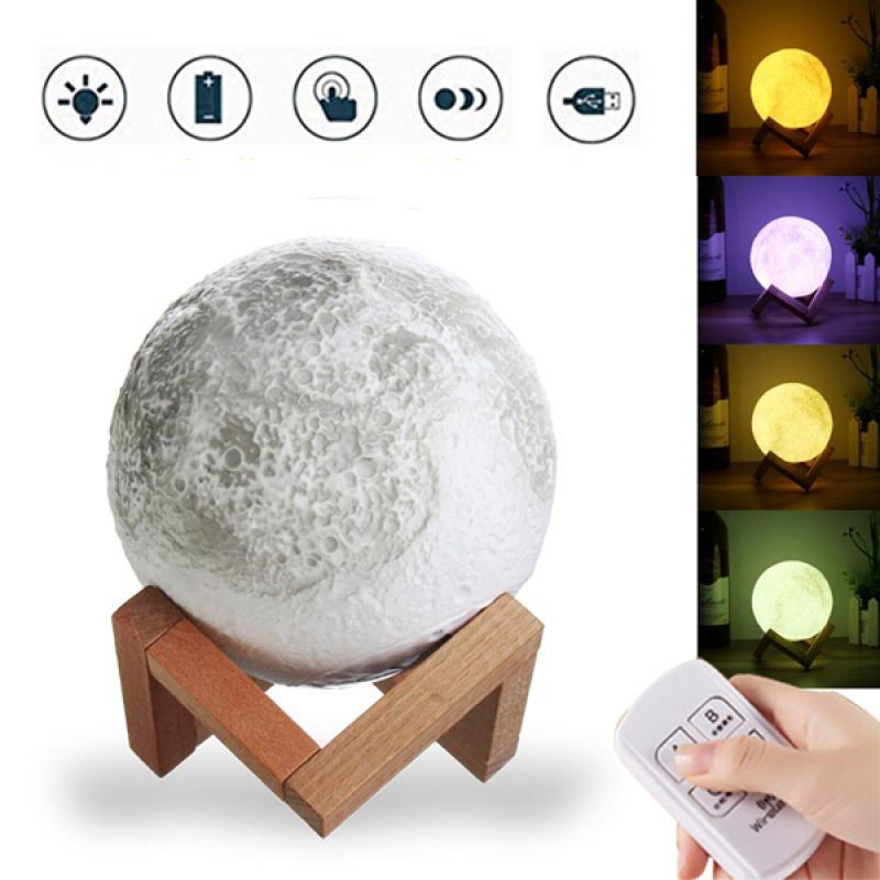 13CM 3D Moon Lamp USB LED Remote Color Changeing Night Light Table Desk Lamp