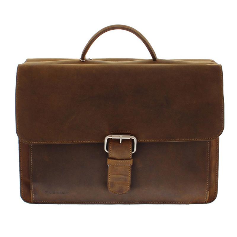 Plevier Business Laptoptas Vintage 3 Vaks 15.6 Brown 553 Plevier Laptop Schoudertassen