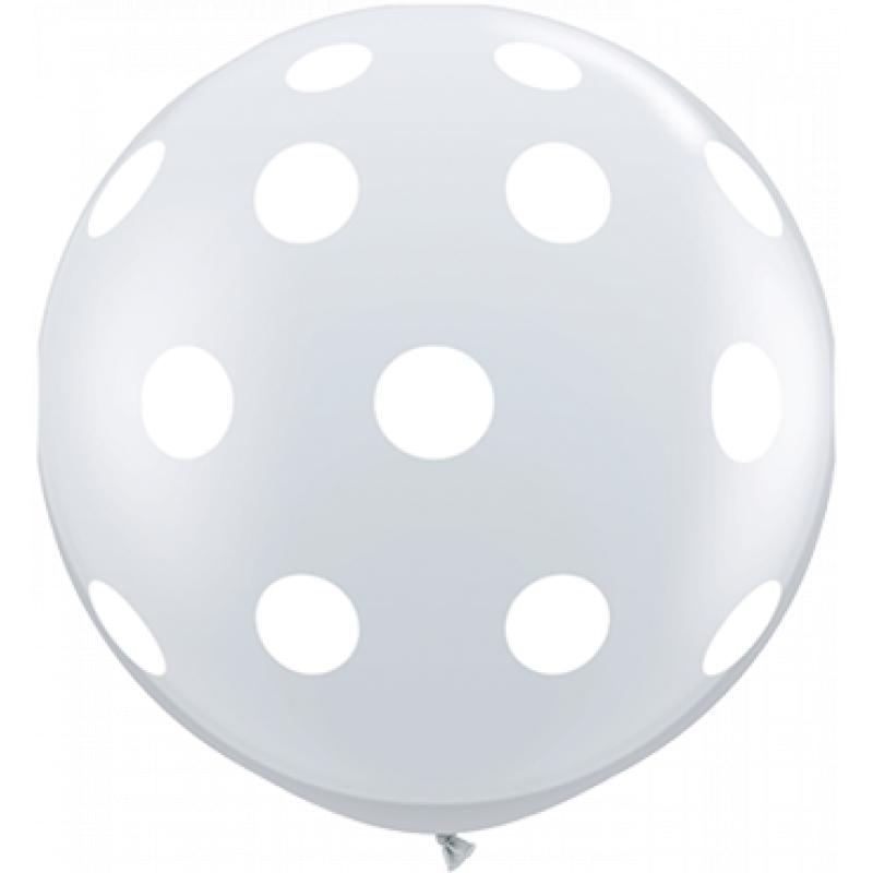 Big Polka Dots Crystal Diamond Clear (Transparent) Latex Round 36in 90cm Qualatex laagste prijs