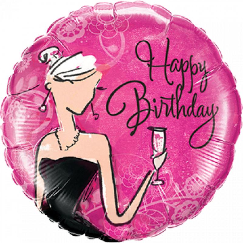 Birthday Black Dress Foil Round 18in 45cm