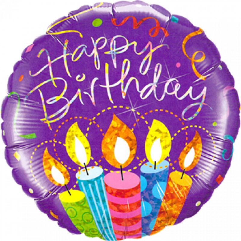 Qualatex Birthday Party Candles Holographic Foil Round 18in 45cm