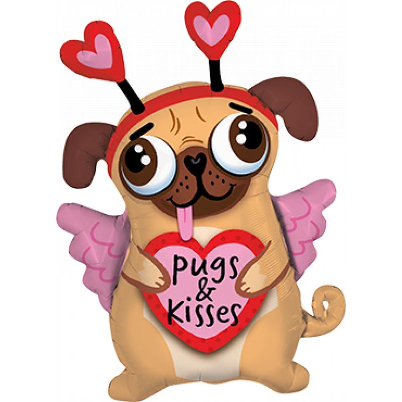 Qualatex Pugs And Kisses Foil Shape 36in 91cm