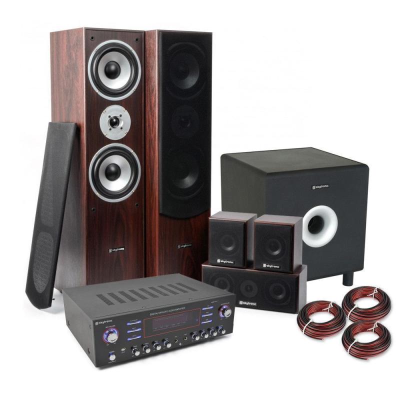 â‚¬92800000 Sparen SkyTronic SkyTronic Complete 5.1 Walnoot Home Cinema Set met 8 Subwoofer 1300W