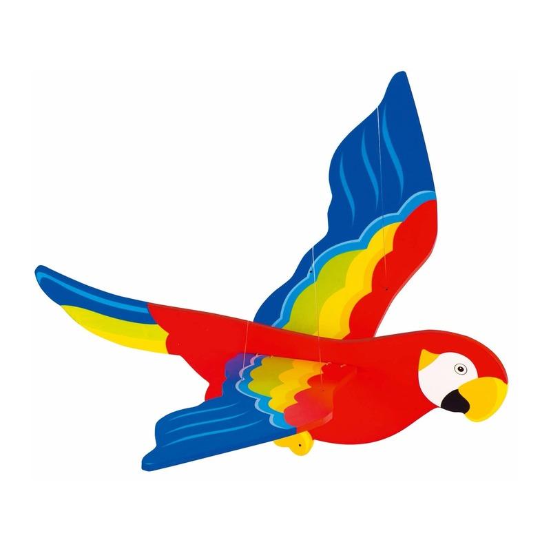 Houten speelgoed Bandana winkel Witte houten papegaai mobiel 56 cm