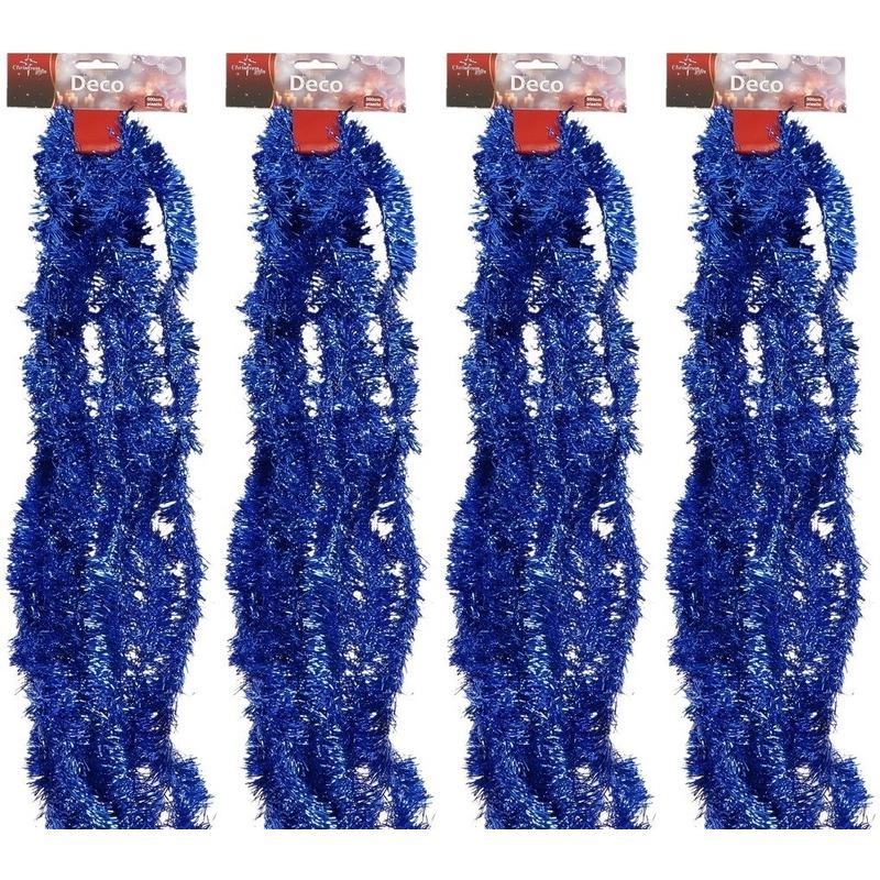 Kerst feestartikelen Geen 4x Dunne kerstboom slinger blauw 500 cm