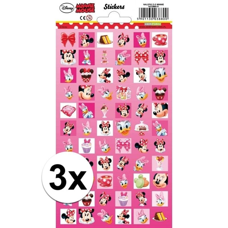 Schoolspullen 3x stuks Kinder stickers Minnie Mouse